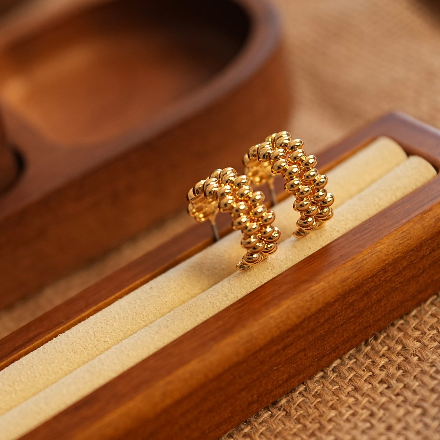 Golden Bubble Ring Earrings