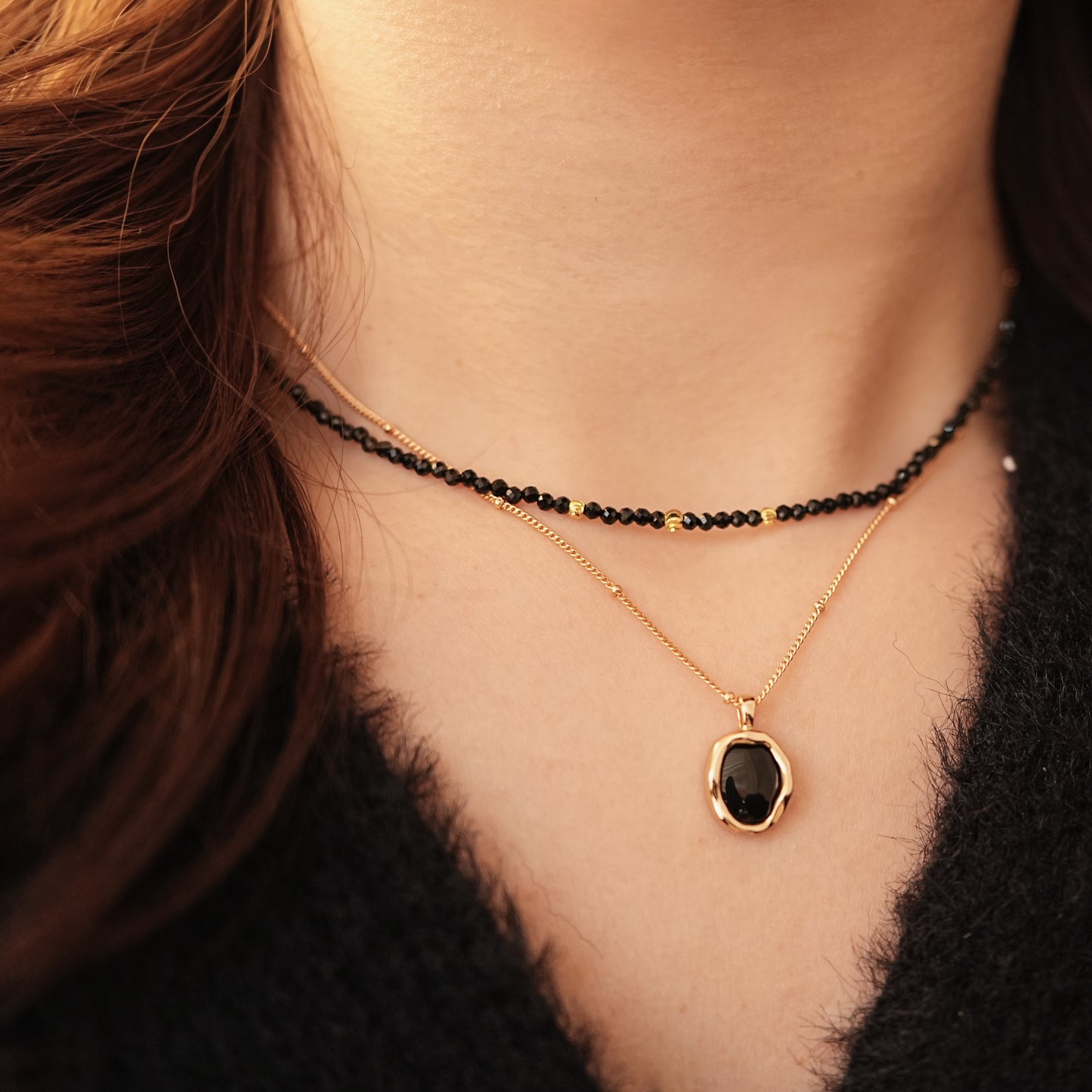 Obsidian Glow Black Agate Necklace