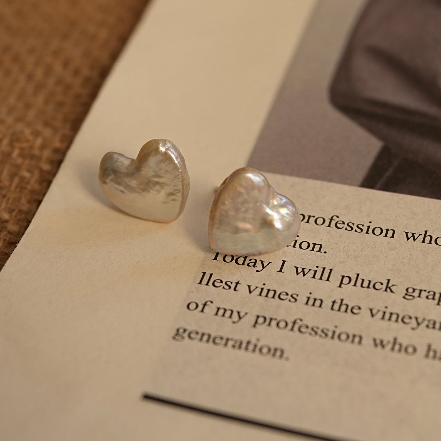 Heart-shape Baroque Ear Studs