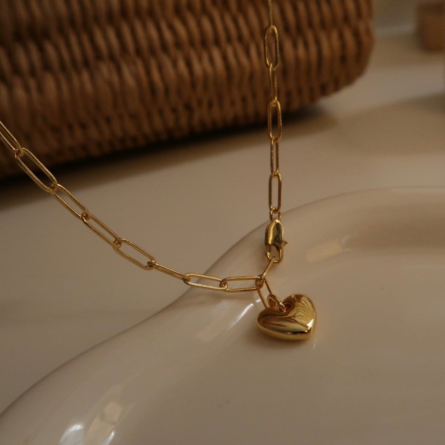 Handcraft Golden Heart Y-shape Necklace