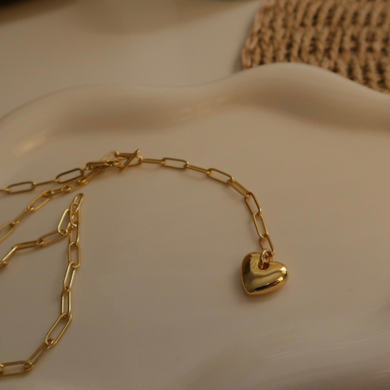 Handcraft Golden Heart Y-shape Necklace