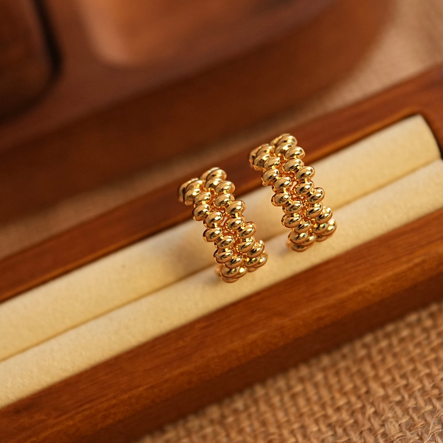 Golden Bubble Ring Earrings
