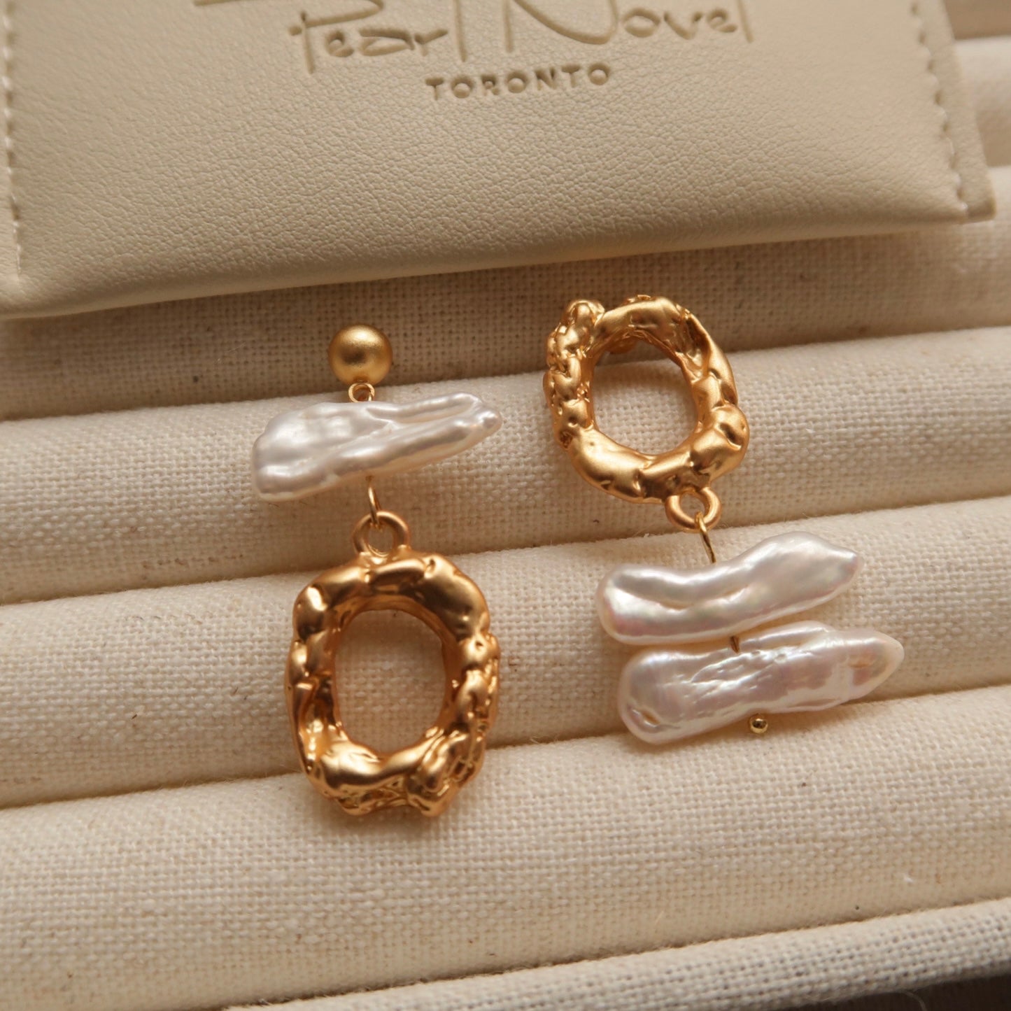 Asymmetrical Natural 'Baguette' Baroque Earrings