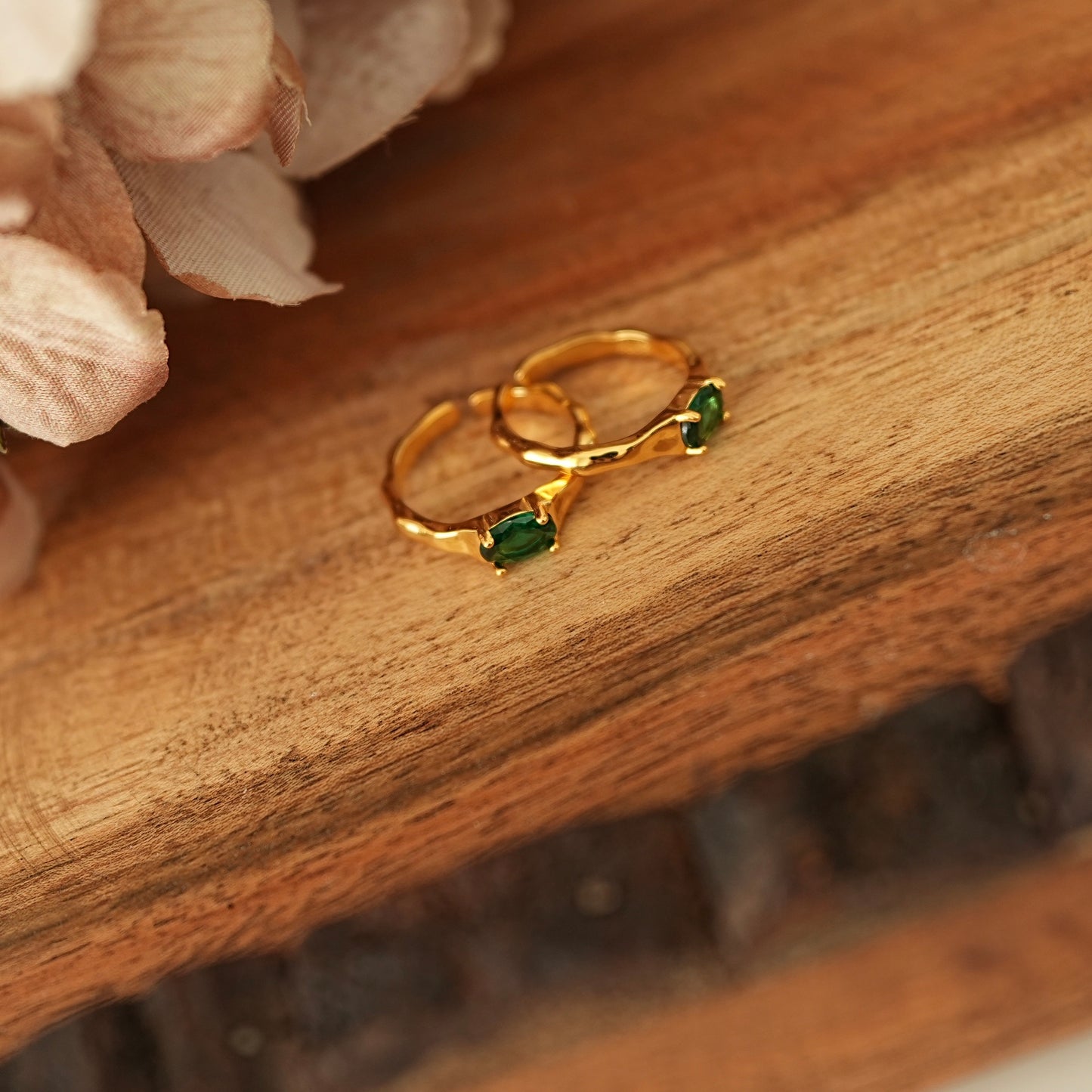 Golden Green Zircon Open Ring