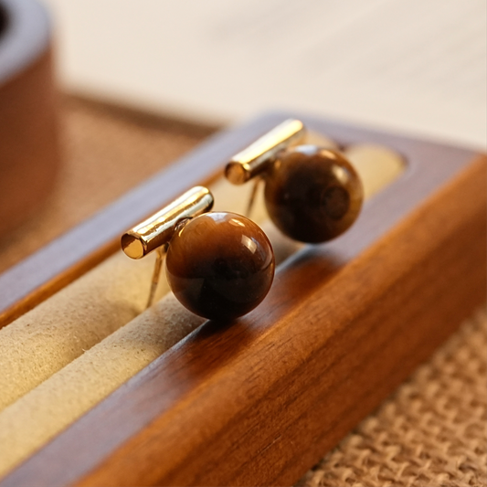 Balance Beam Tigerite Stone Earrings