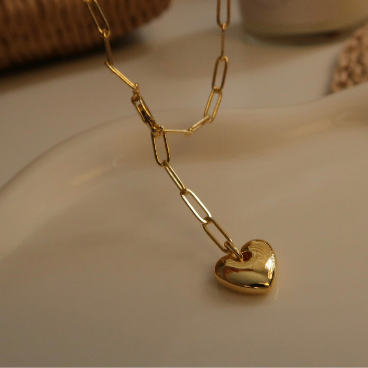 Handcraft Golden Heart Y-shape Necklace