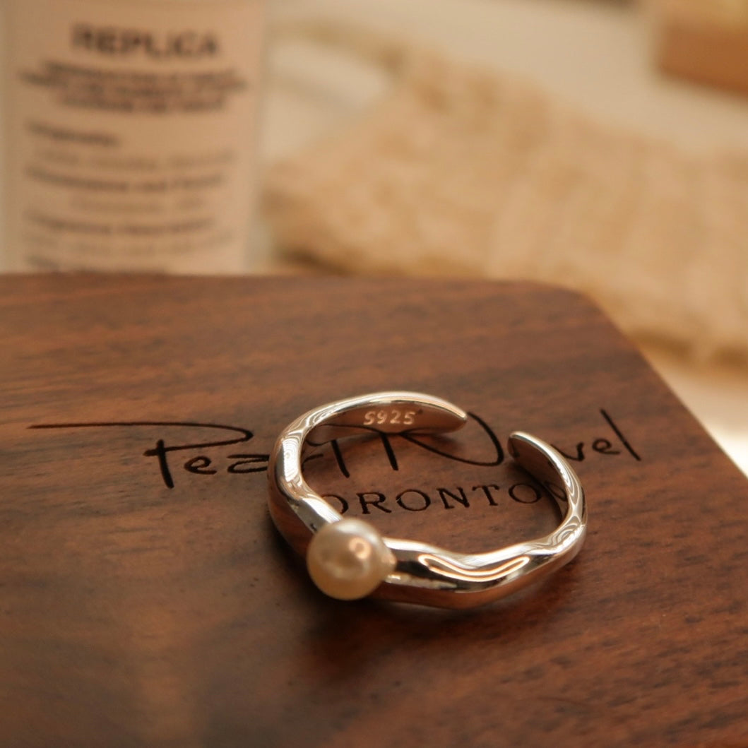 Classic Silver Shell Pearl Open Ring No.1