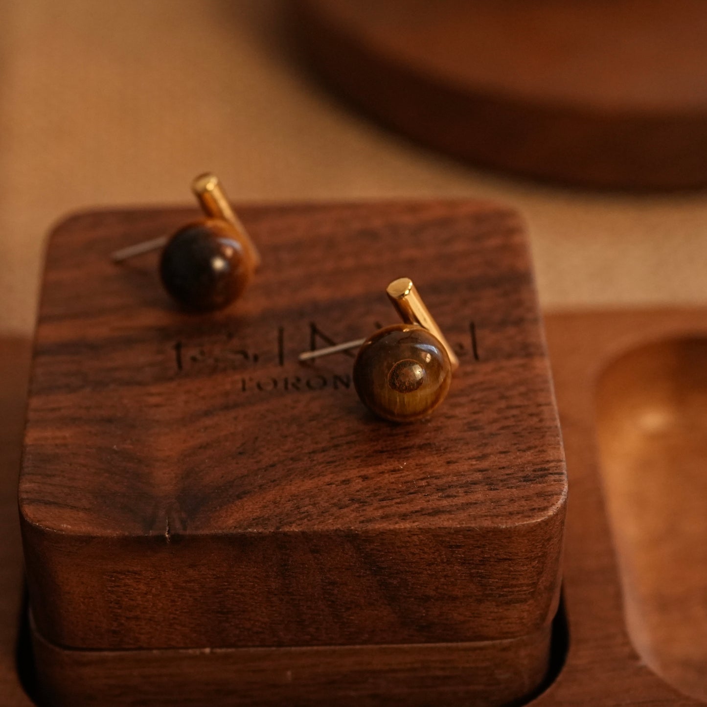 Balance Beam Tigerite Stone Earrings