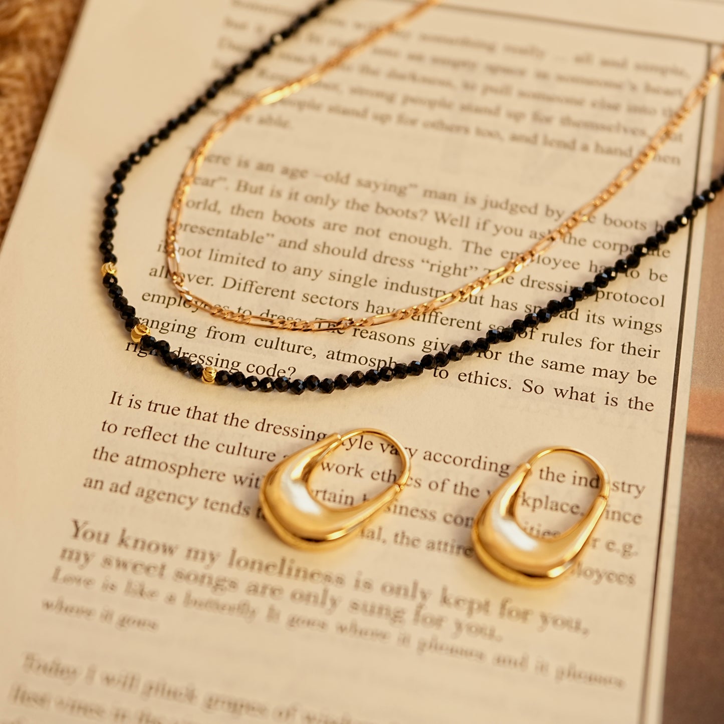 Minimalist Knitted Golden Necklace