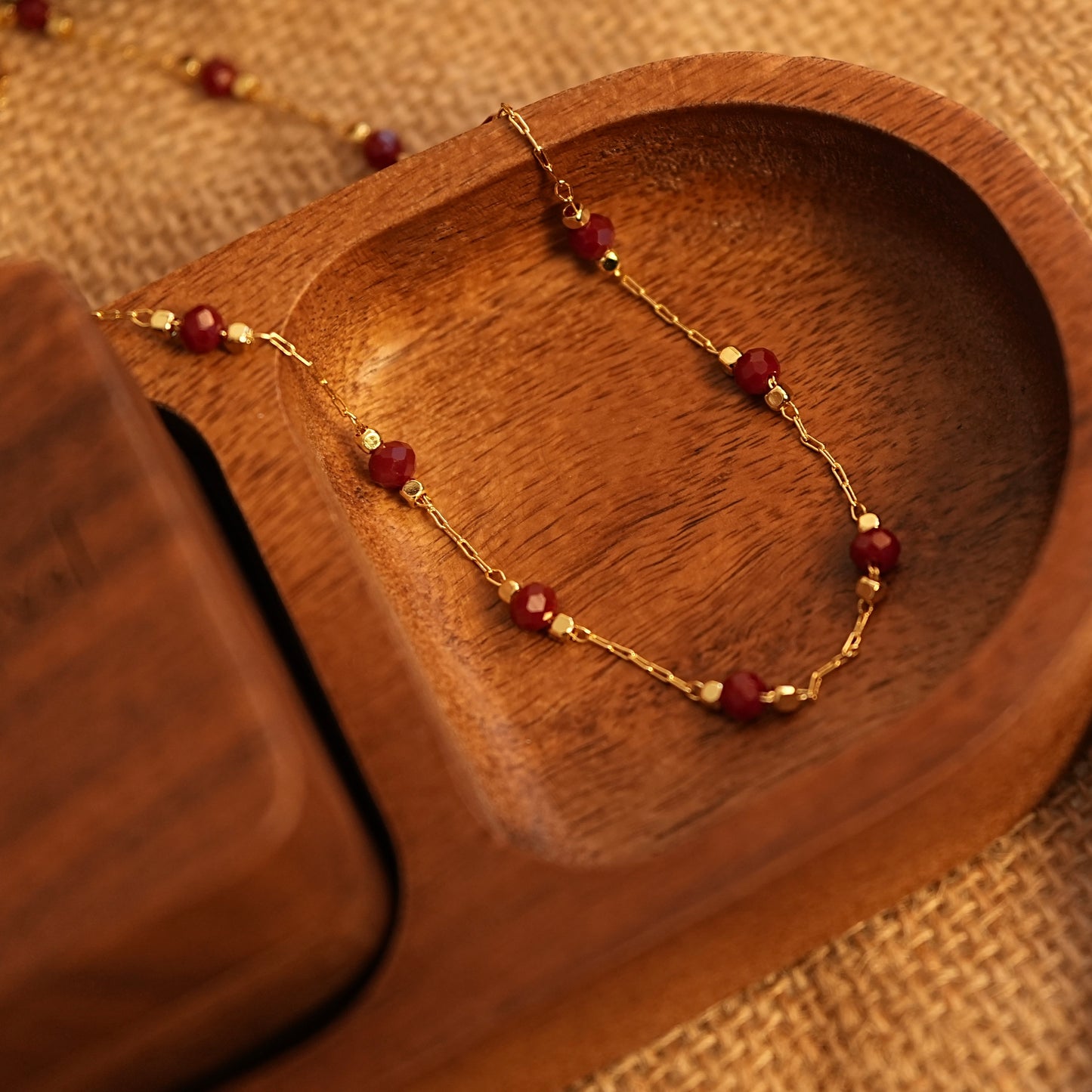 Luminous Rouge Golden Necklace