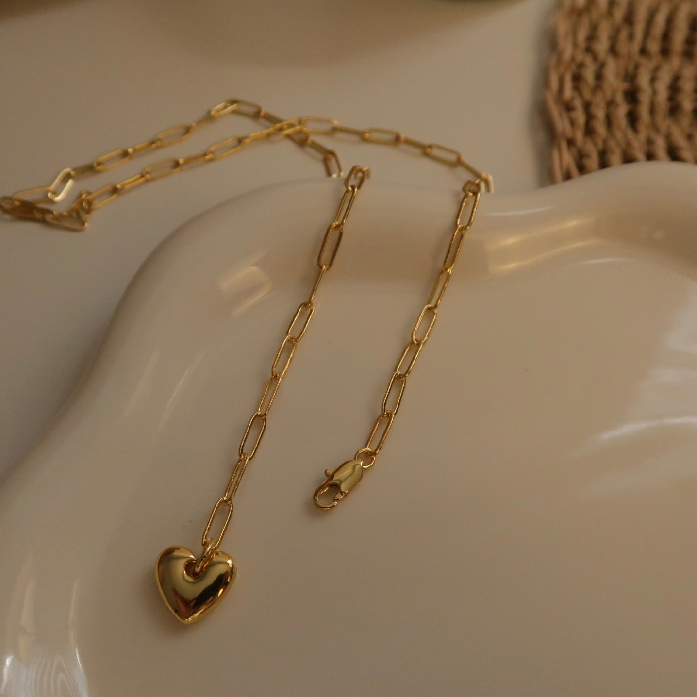 Handcraft Golden Heart Y-shape Necklace