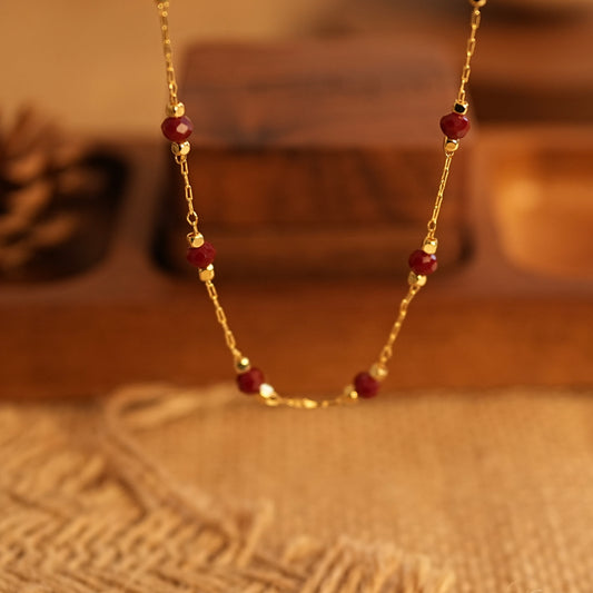 Luminous Rouge Golden Necklace