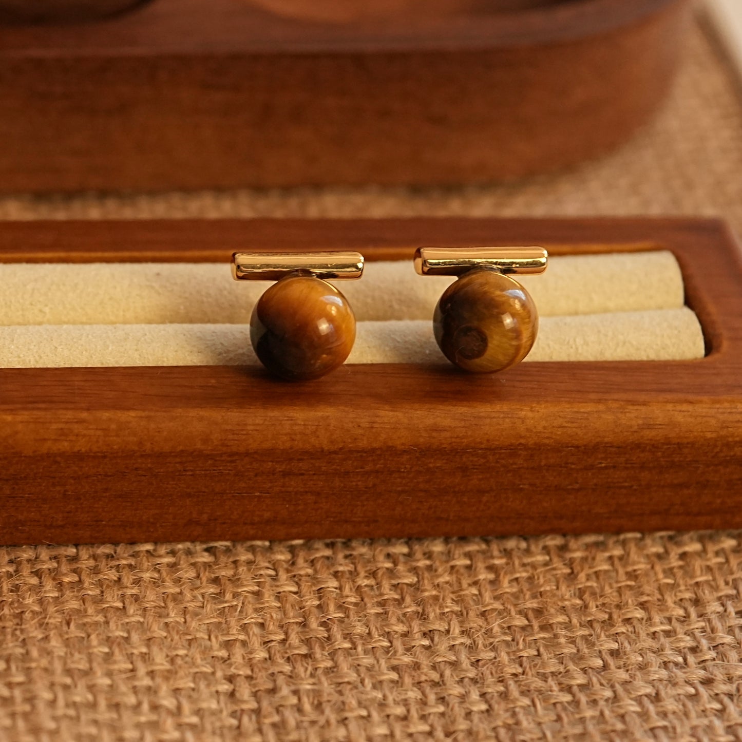 Balance Beam Tigerite Stone Earrings