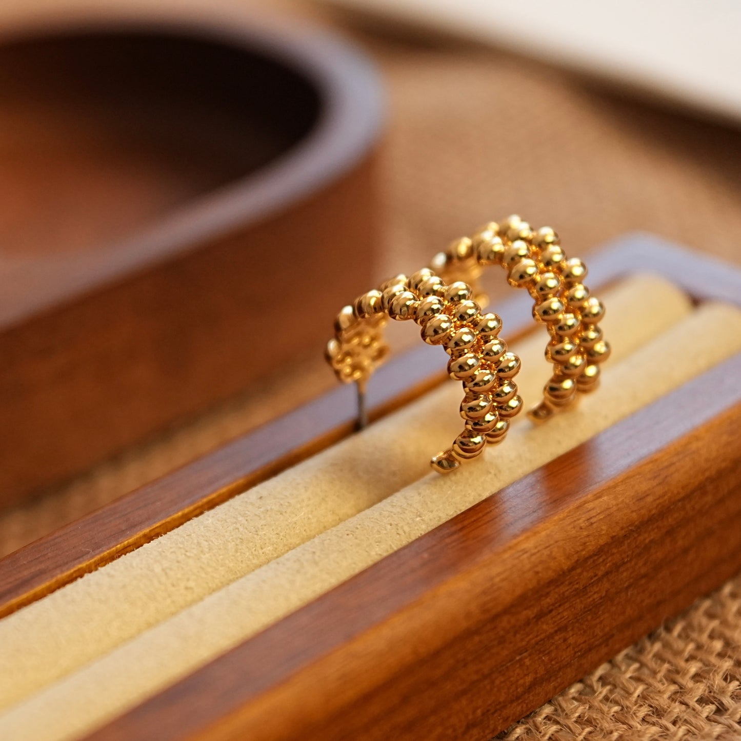 Golden Bubble Ring Earrings