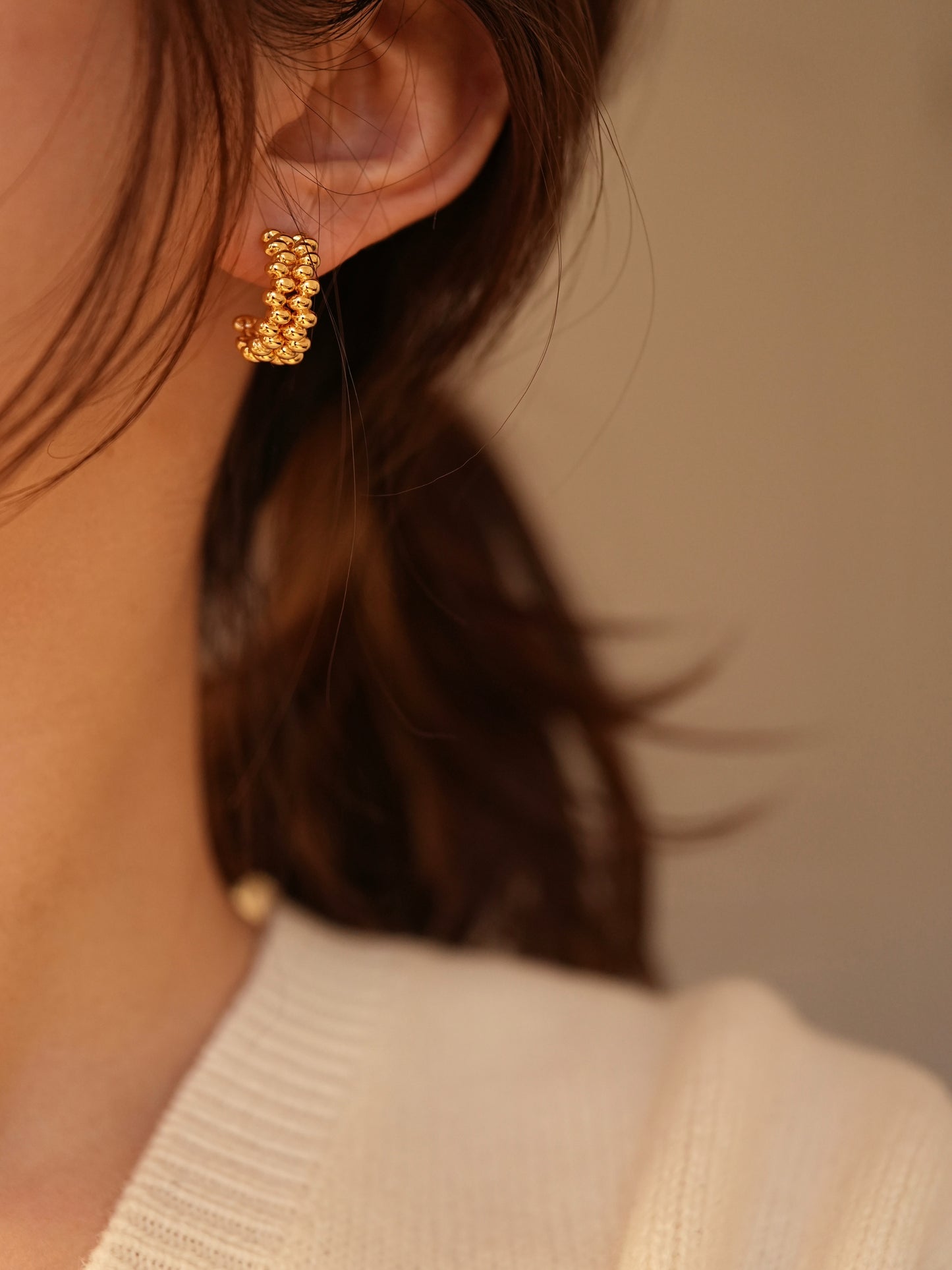 Golden Bubble Ring Earrings