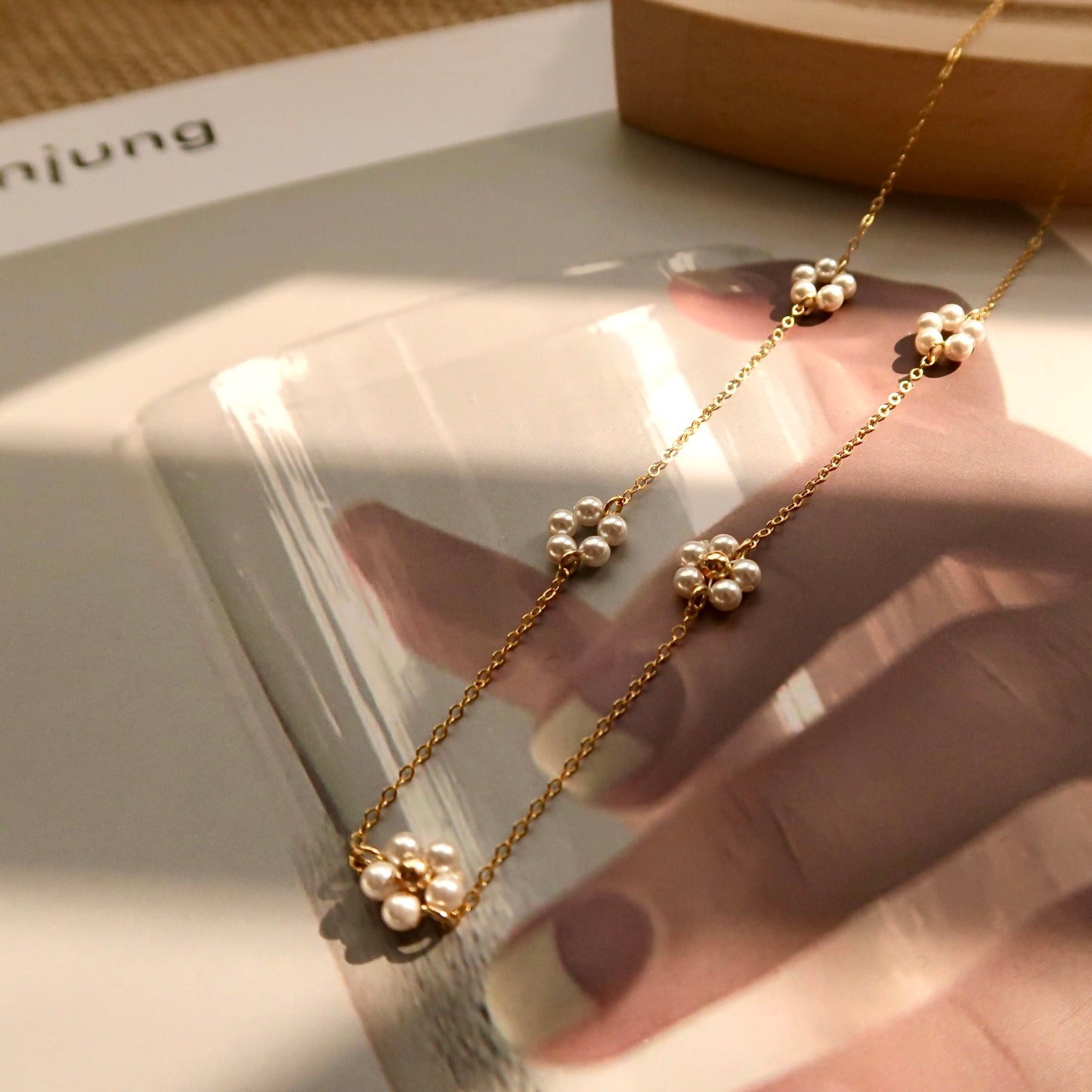 'Garden of Dream' - Swarovski Pearl Flower Cluster Necklace