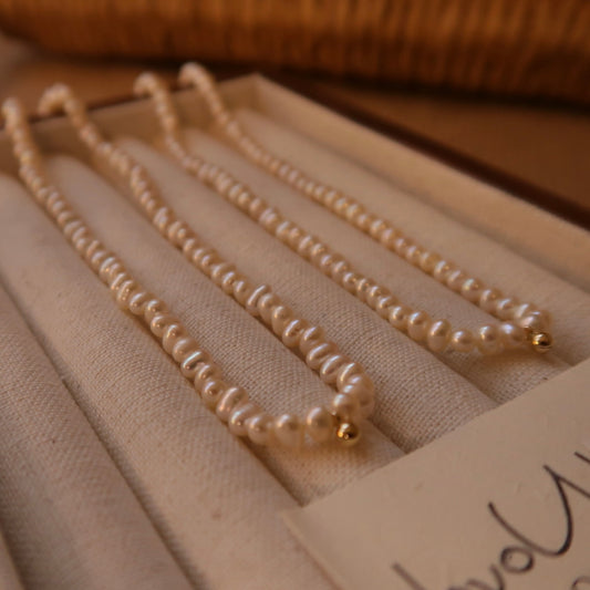 Mini Baby Pearl Golden Bead Choker