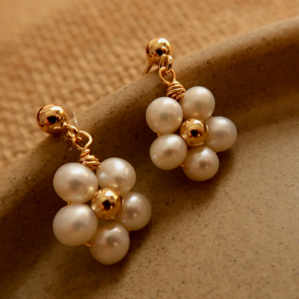 Garden Whisper Handcraft Natural Pearl Flower Ear Drops