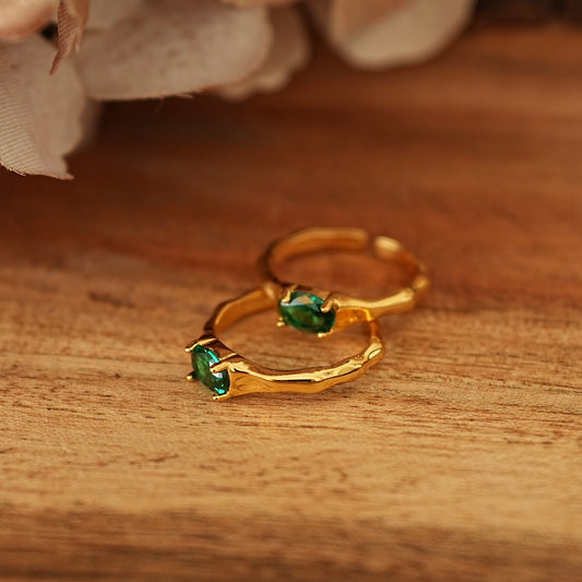 Golden Green Zircon Open Ring