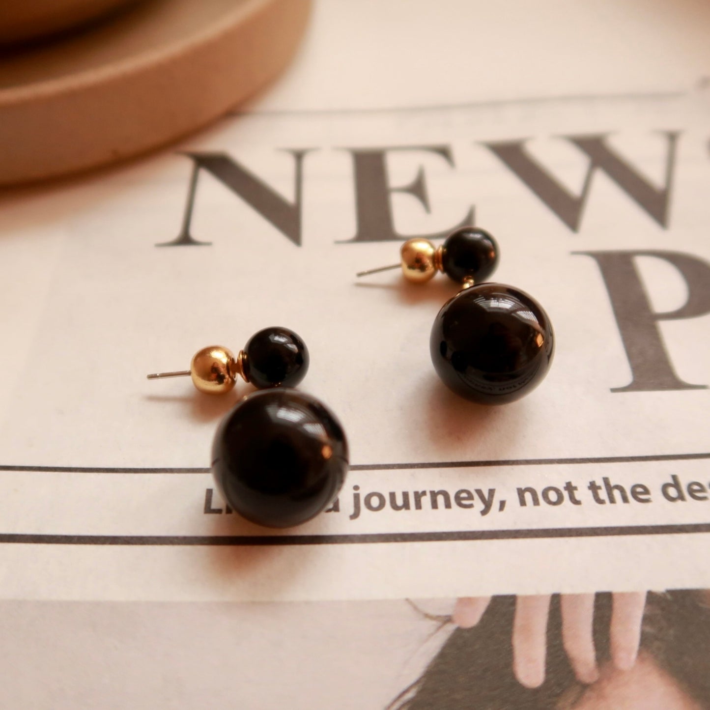 French-style Natural Tigerite Orb Earrings