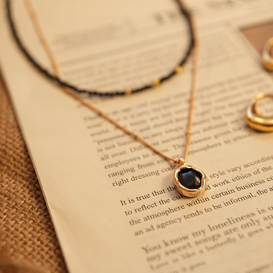Obsidian Glow Black Agate Necklace