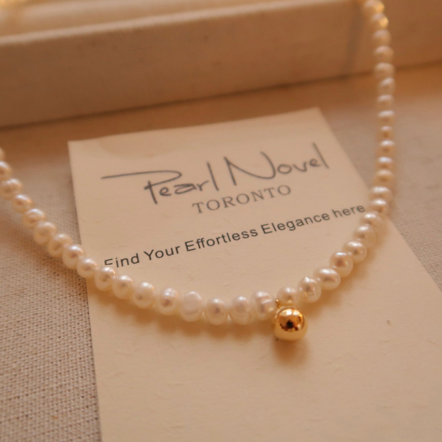 French Style Golden Bead Natural Pearl Necklace