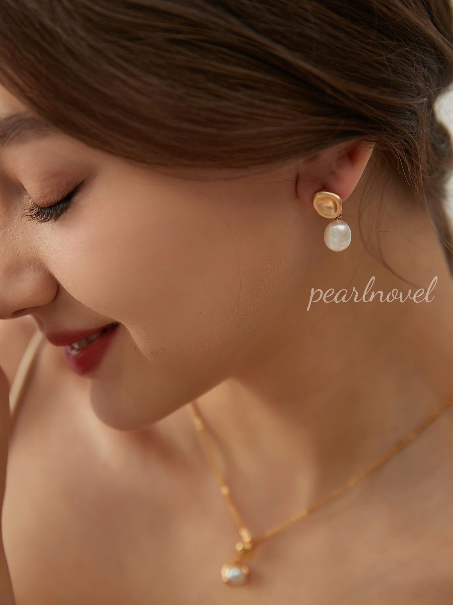 Matte Petal Baroque Pearl Earrings