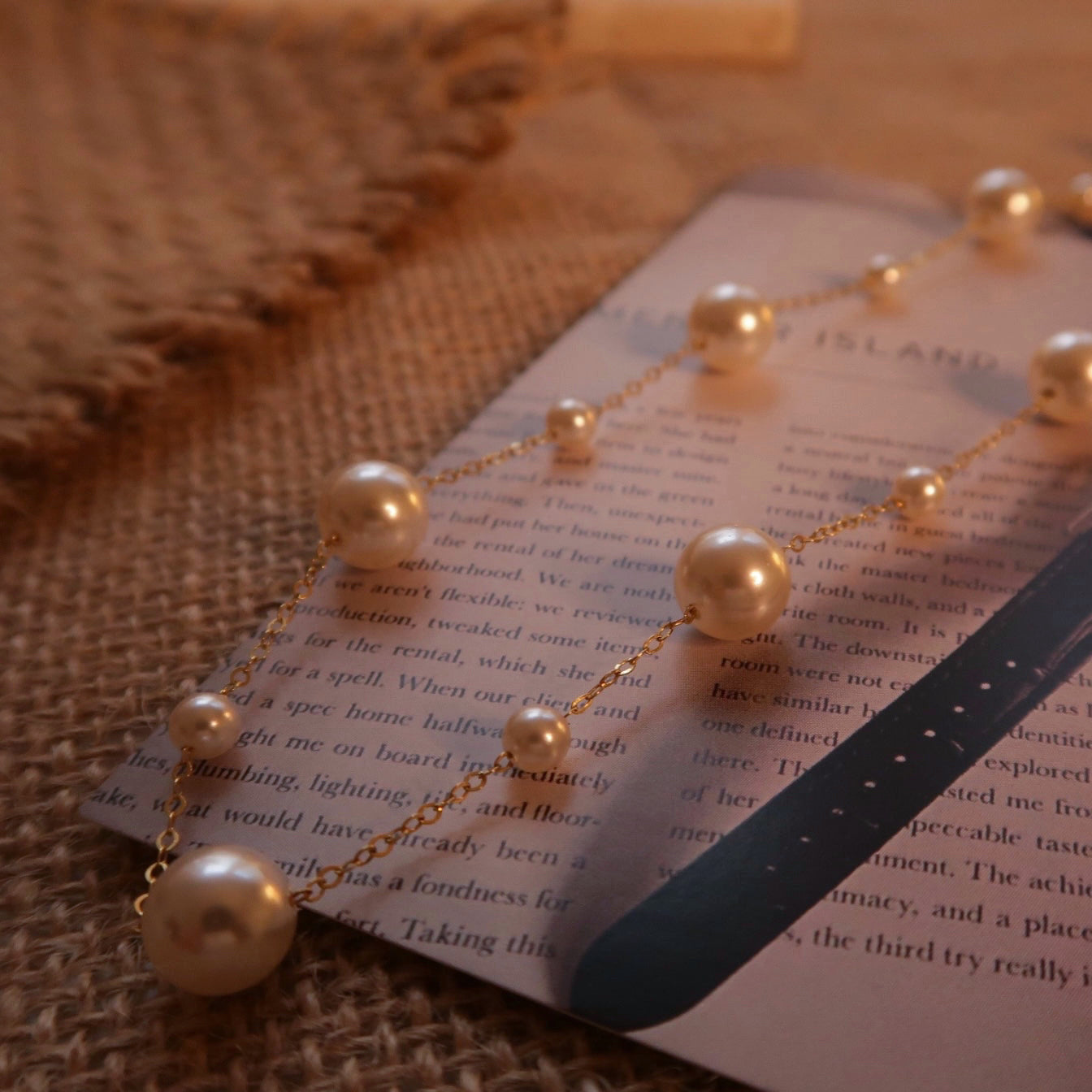 Gold Filled Starry Night Swarovski Pearl Necklace