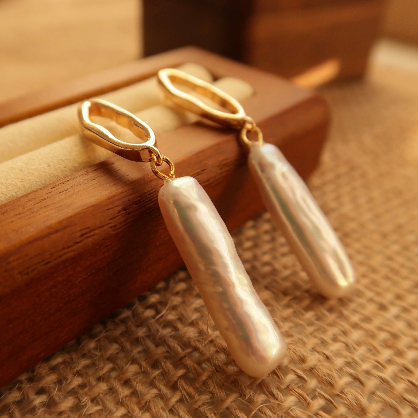 ‘French Baguette’ Natural Baroque Earrings