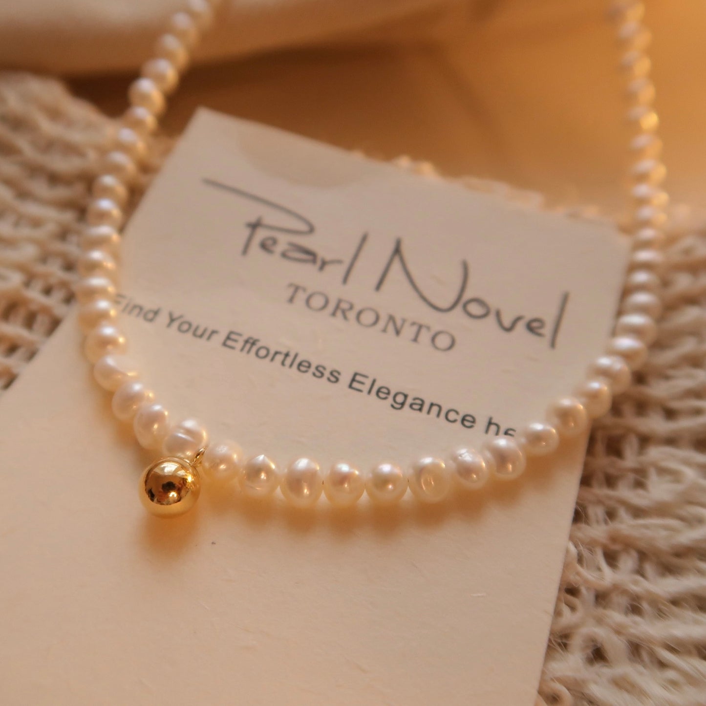 French Style Golden Bead Natural Pearl Necklace