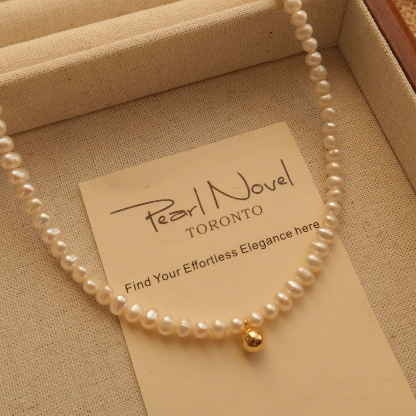 French Style Golden Bead Natural Pearl Necklace