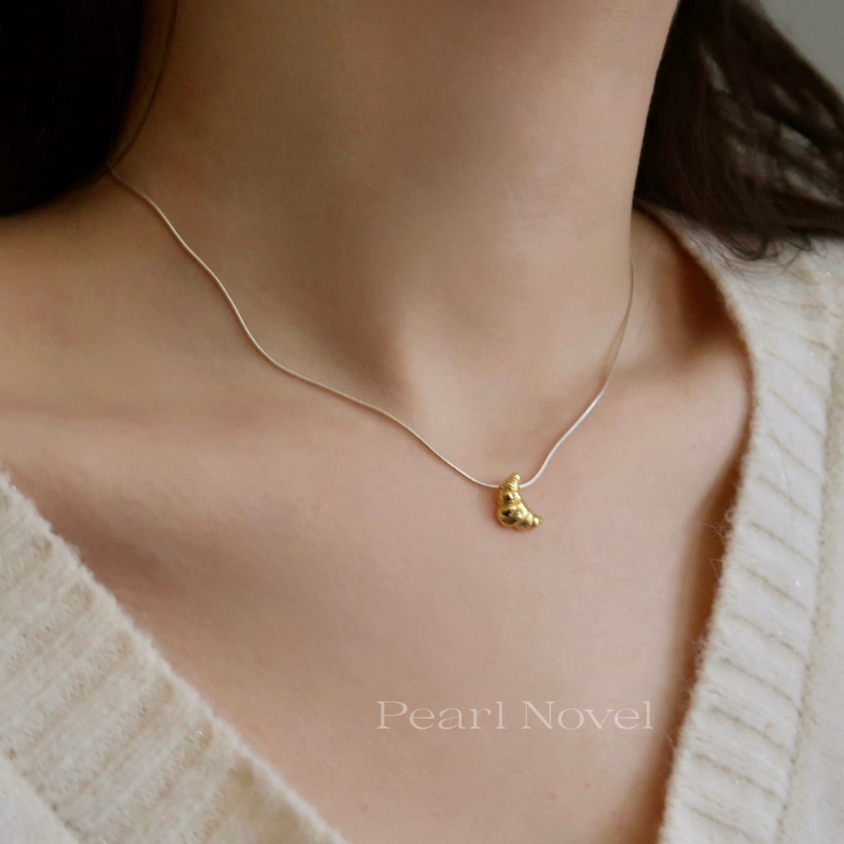 Little Golden Croissant Necklace