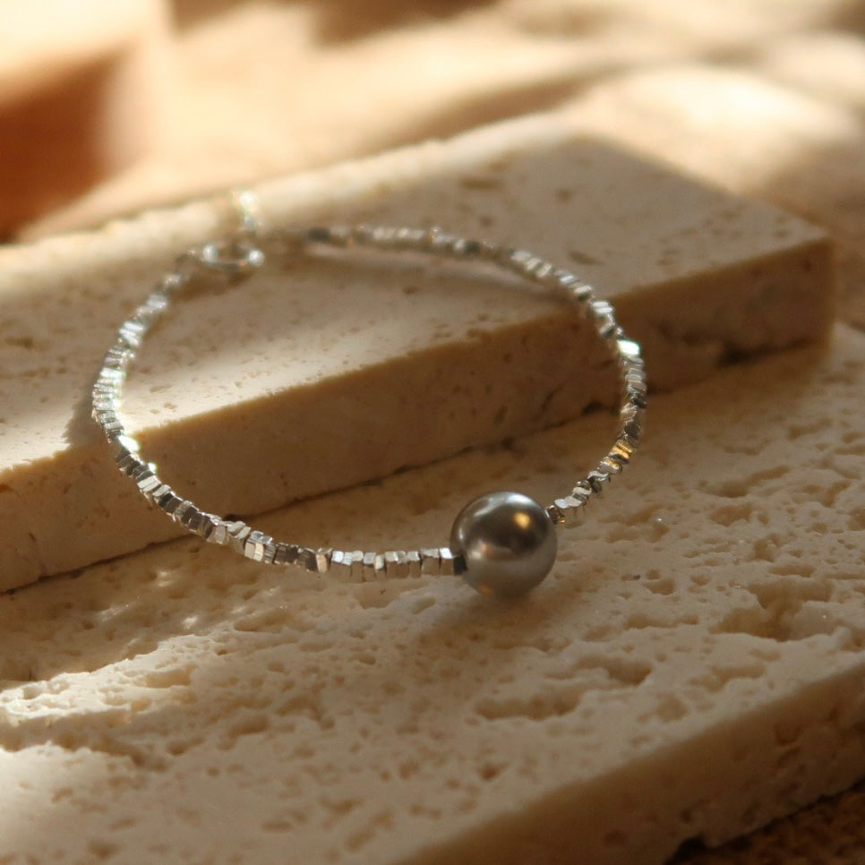 Moonlight Silver Grey Crystal Pearl Bracelet