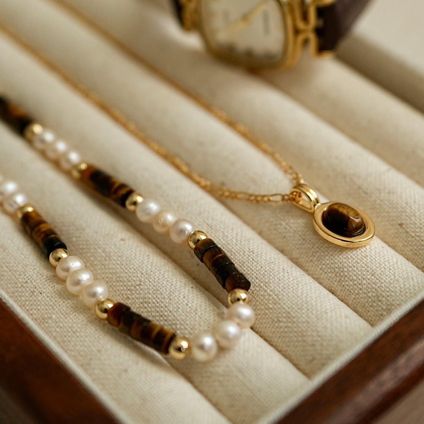 ‘Golden Ember’ Natural Pearl Necklace