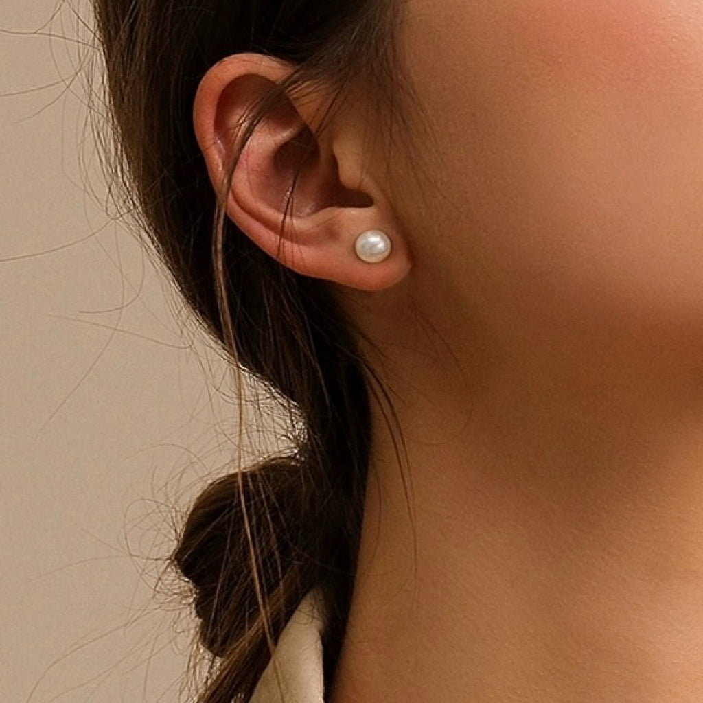 The Basics: Natural Button Pearl Studs