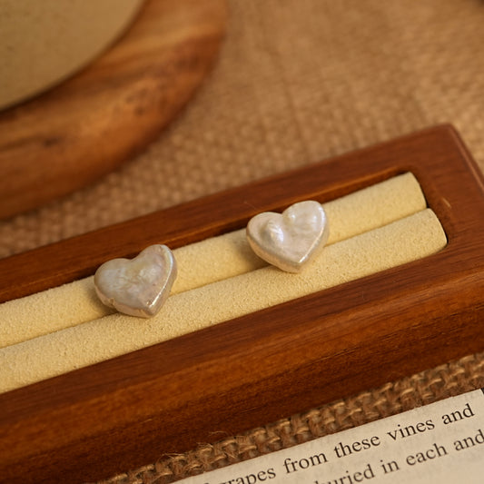 Heart-shape Baroque Ear Studs