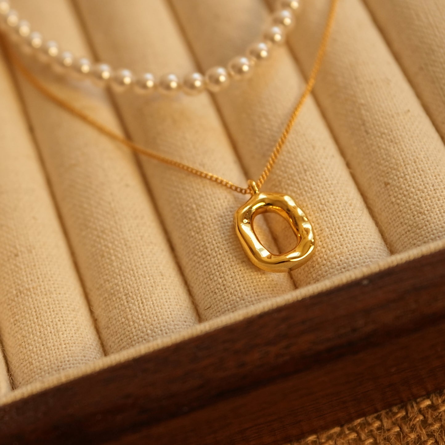 Golden Square Donut Necklace