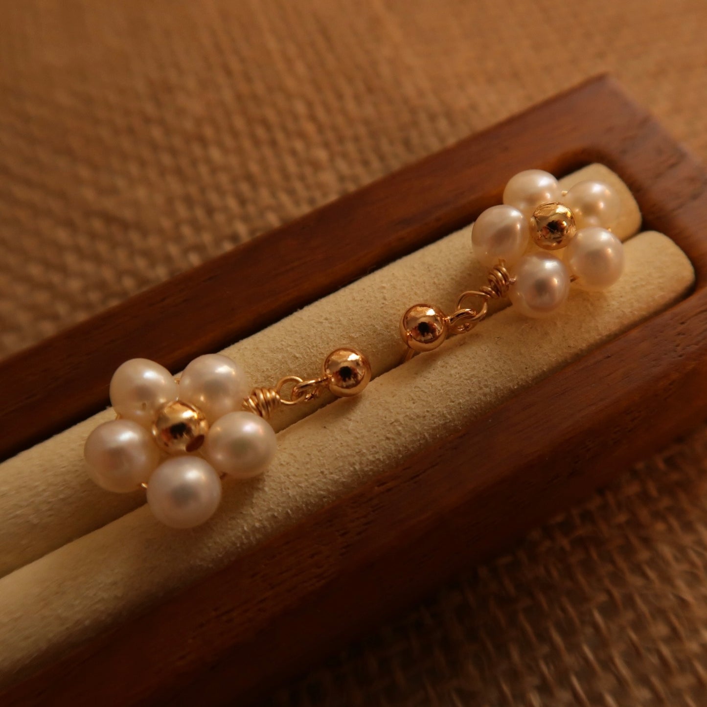 Garden Whisper Handcraft Natural Pearl Flower Ear Drops