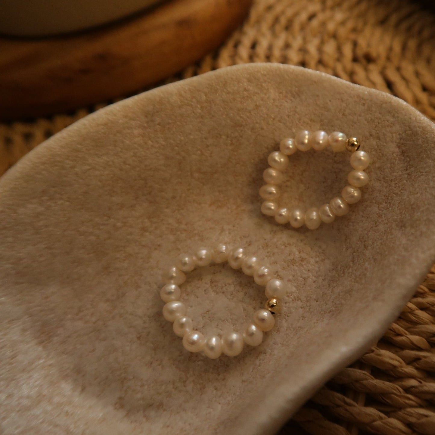 Handmade Natural Pearl Elastic Ring