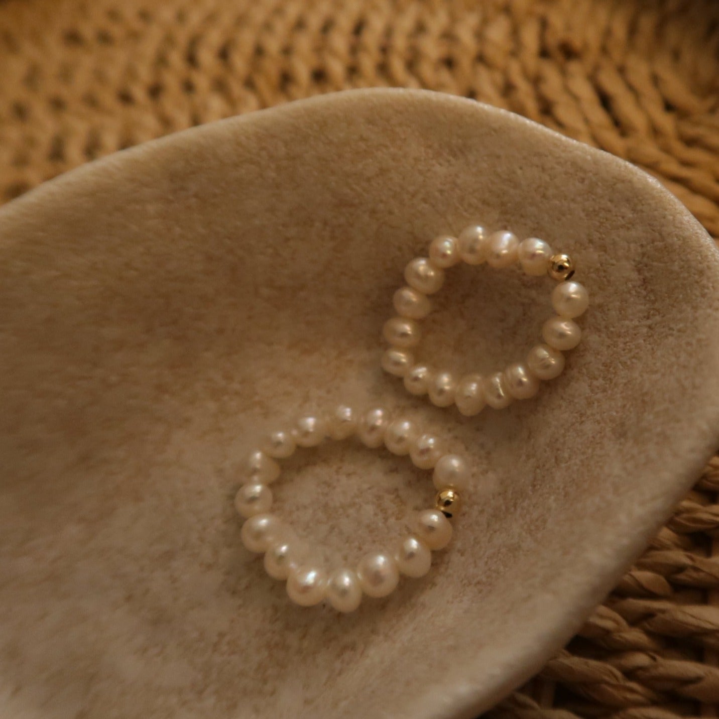 Handmade Natural Pearl Elastic Ring