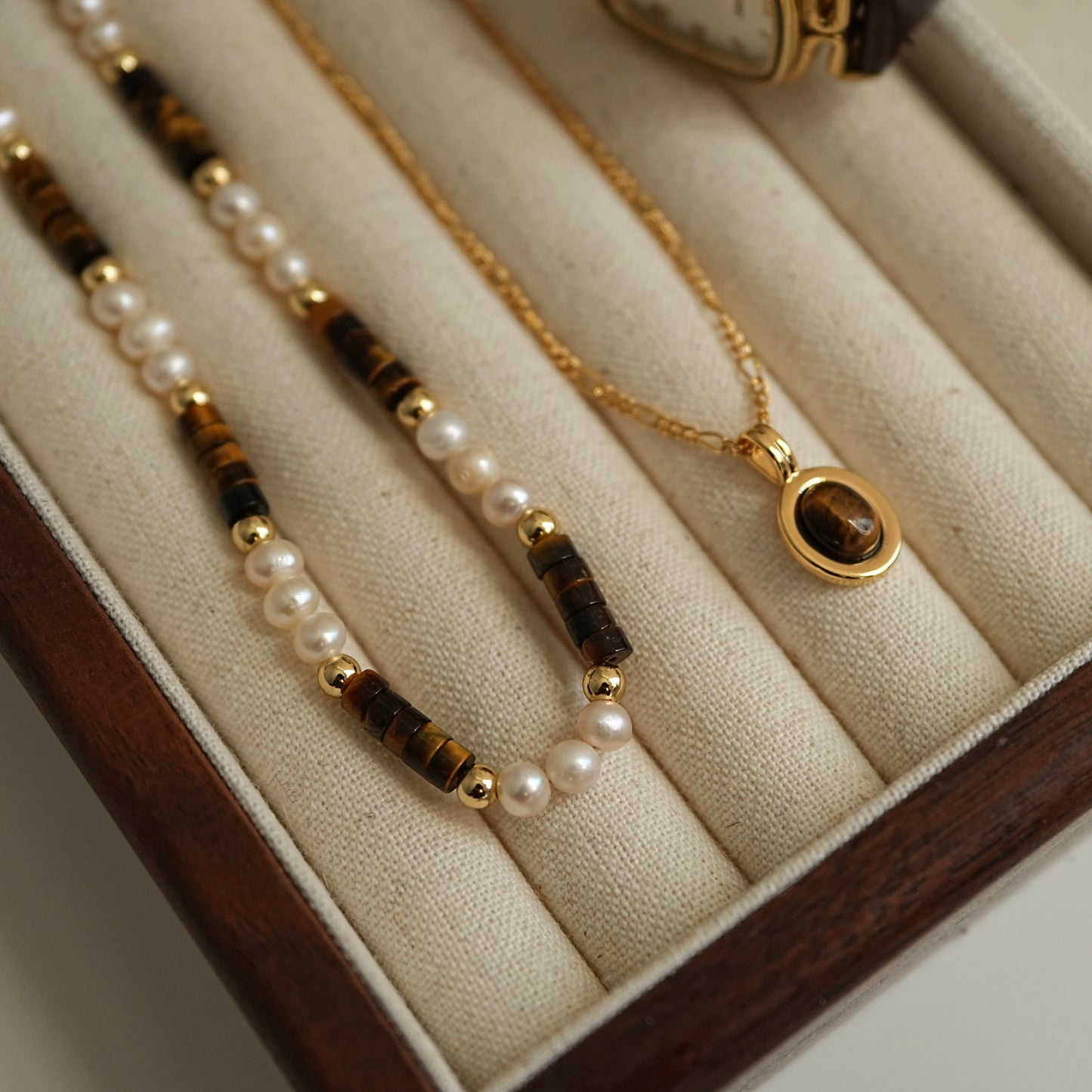 ‘Golden Ember’ Natural Pearl Necklace