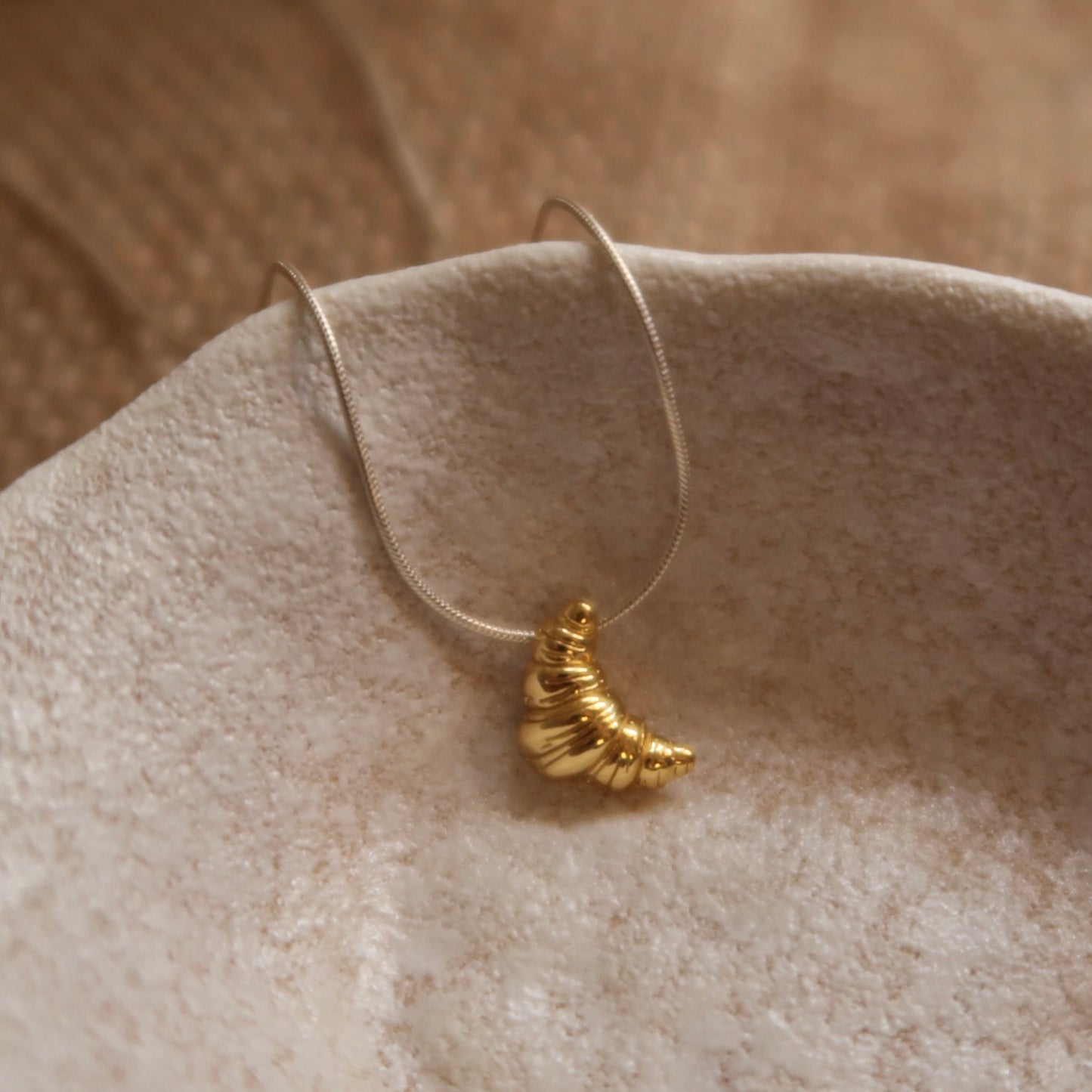 Little Golden Croissant Necklace