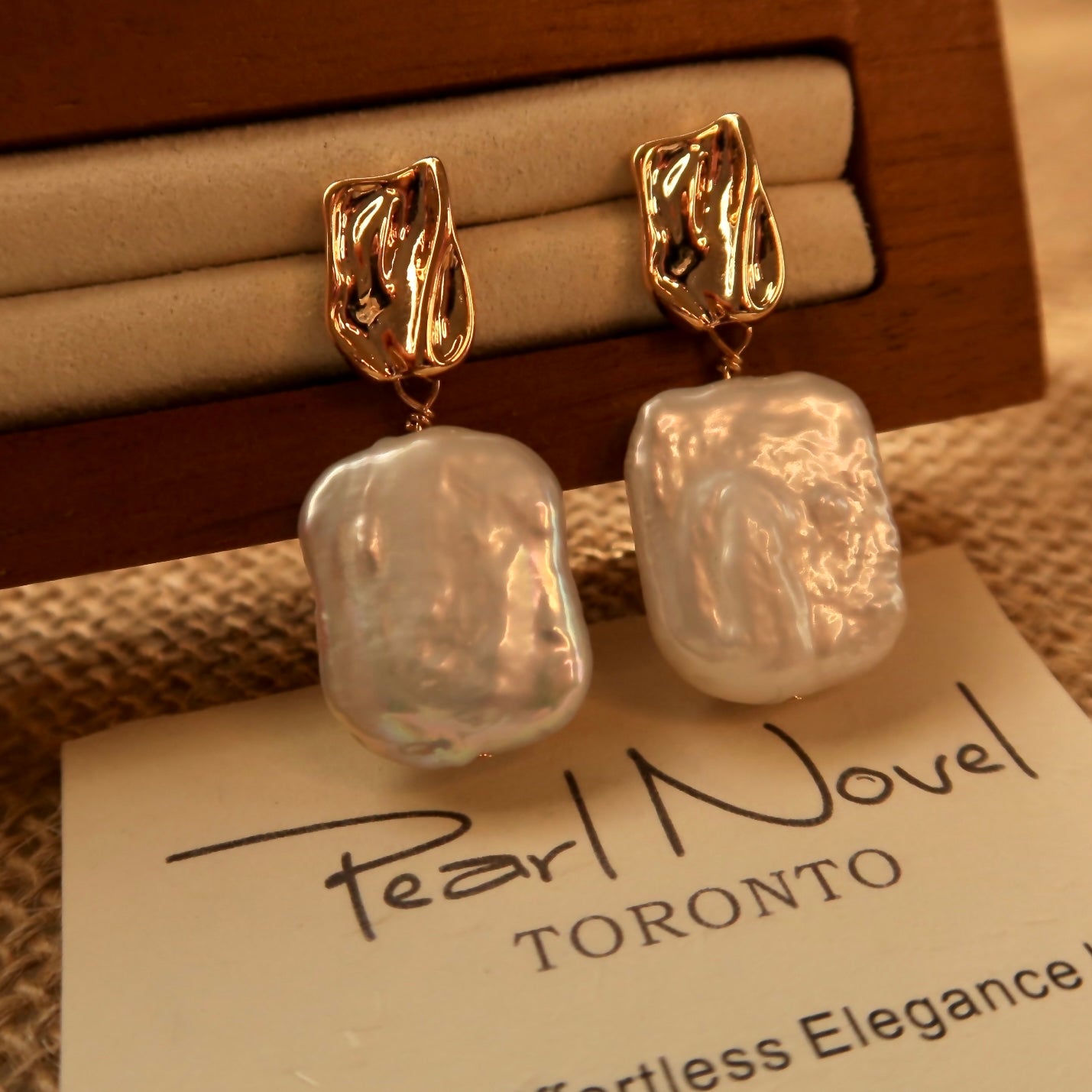 French-style Square Natural Baroque Ear Drops