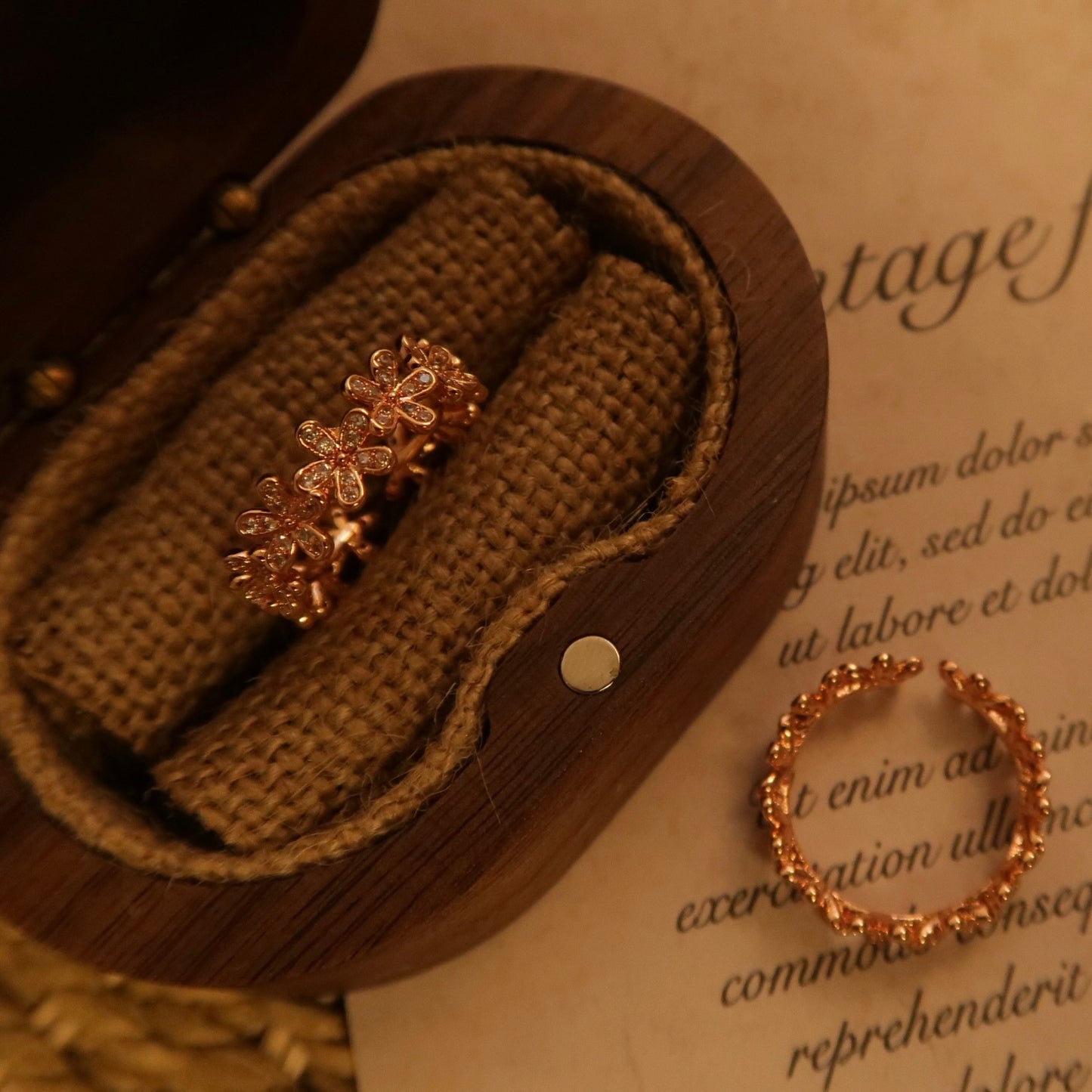 Rose Gold Flower Garden Open Ring