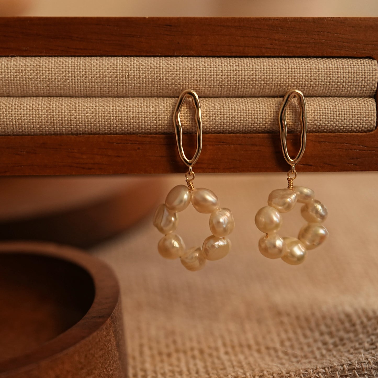 Natural Pearl Flower Drop Earrings