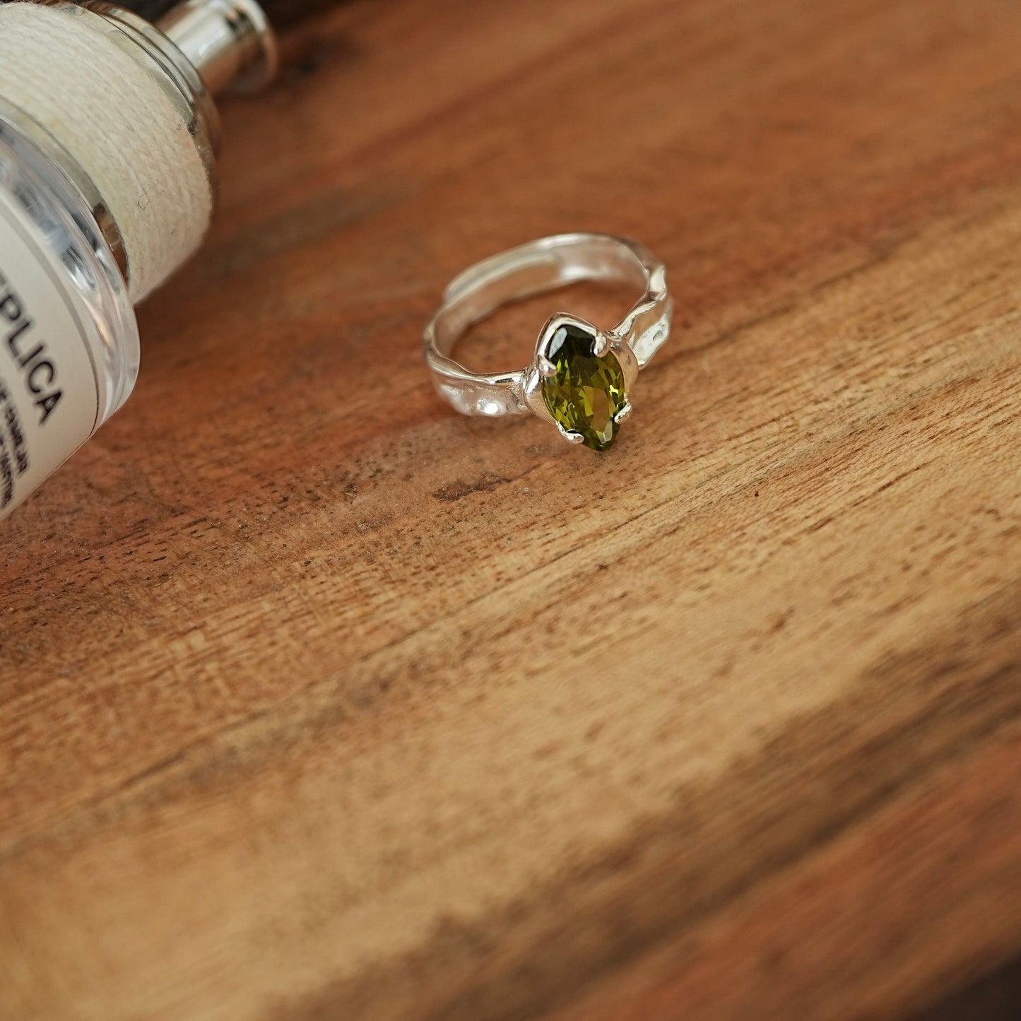 Olive Zircon Open Ring