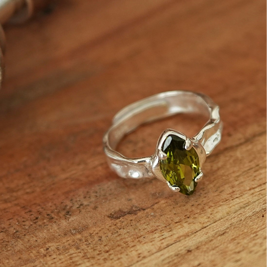 Olive Zircon Open Ring