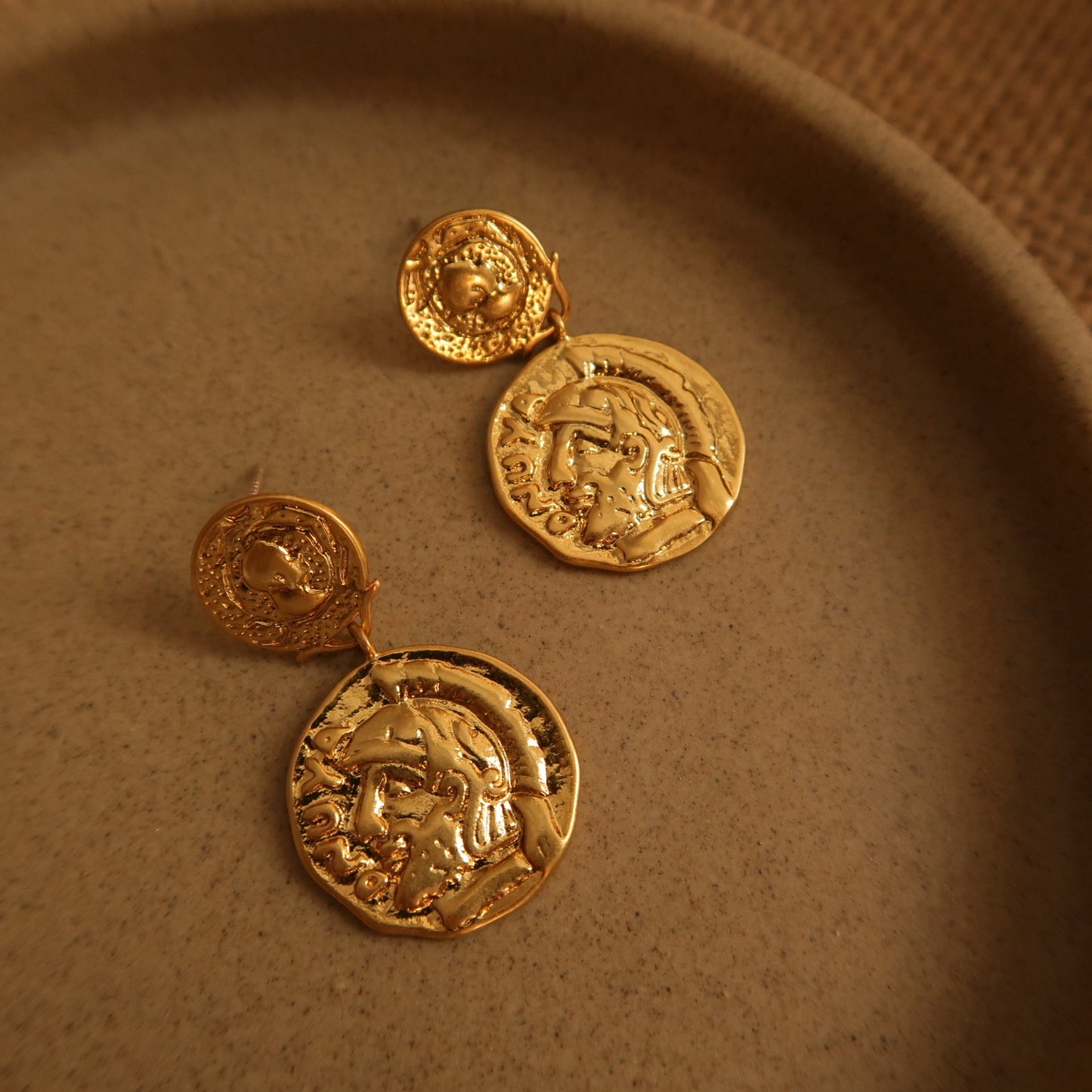 Vintage Carved Coin Earrings