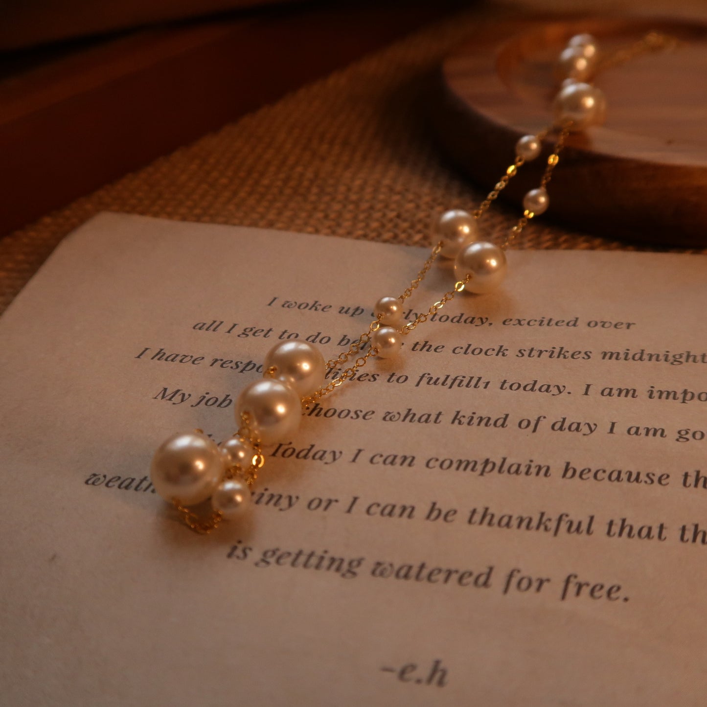 Gold Filled Starry Night Swarovski Pearl Necklace