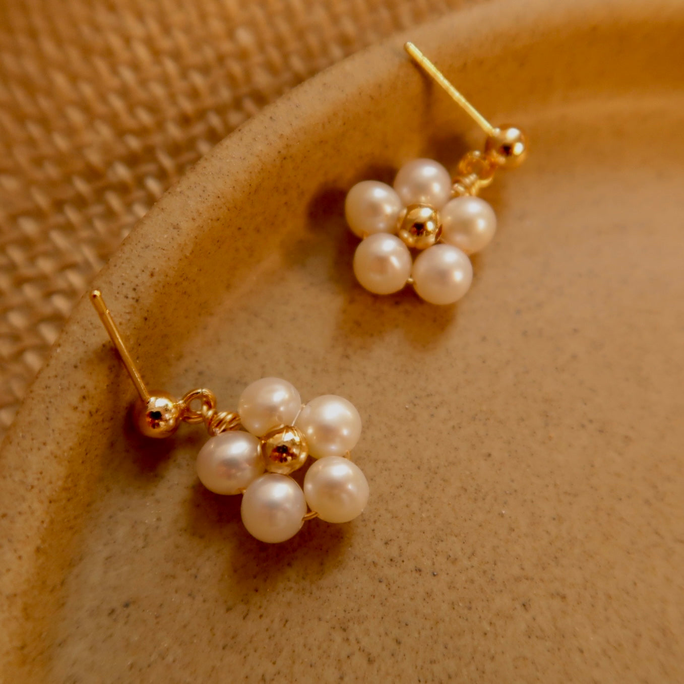 Garden Whisper Handcraft Natural Pearl Flower Ear Drops